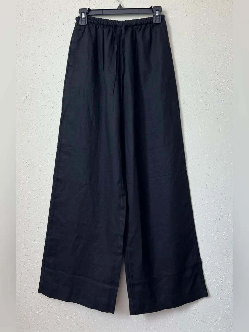 New Everlane THE DRAWSTRING PANT IN LINEN Black Size XXS